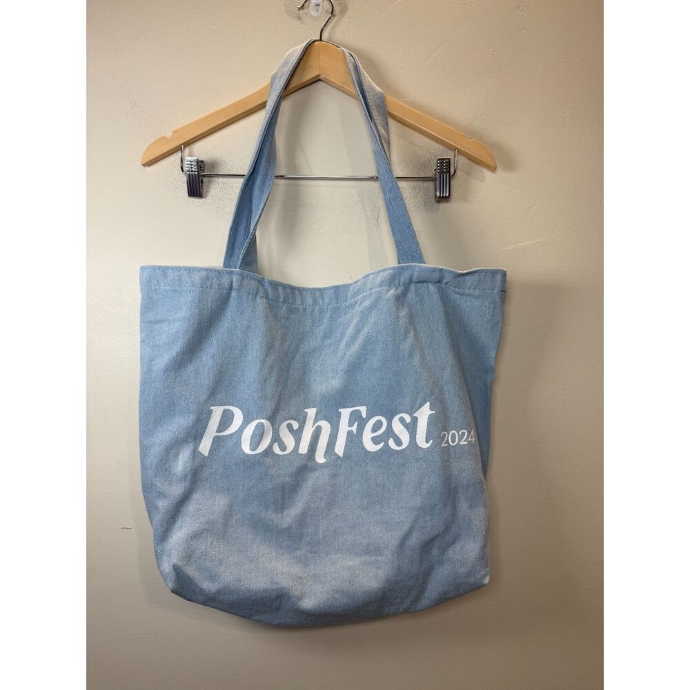 PoshFest Canvas Tote Bag Blue Women’s Casual Everyday Travel Work 2024